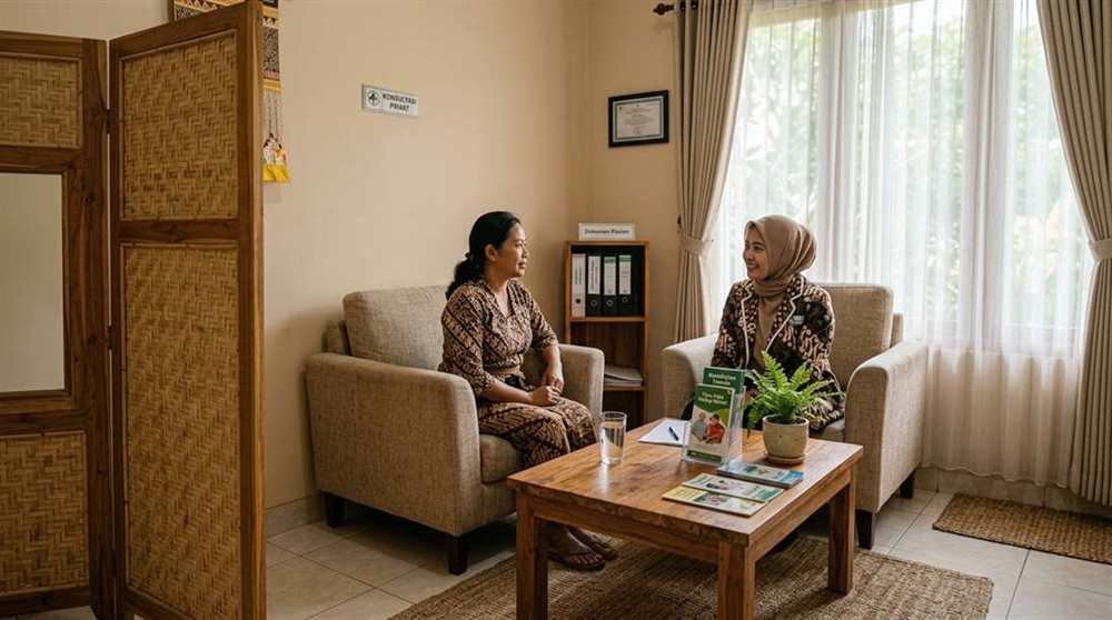 Dokter spesialis penyakit dalam memberikan konsultasi medis dan edukasi terapi ARV kepada pasien ODHIV di klinik faskes ramah